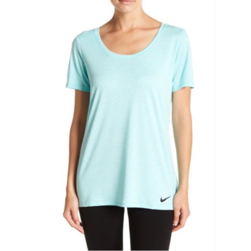 Nike Legend Tee Size S Dri Fit Aqua Scoop Neck Short Sleeve T-Shirt Gym Training